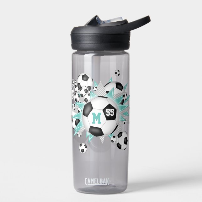 Bouteille D'eau filles balle de football souffle lumière gris turq (Gauche)