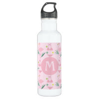 Flamant rose fille mignonne et monogramme rose bik