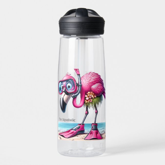 Bouteille D'eau Flamant rose funky Aquaholic (Avant)