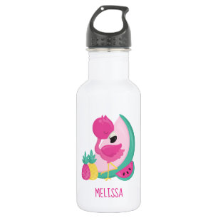 Bouteille D'eau Flamant rose rose avec pastèque et ananas
