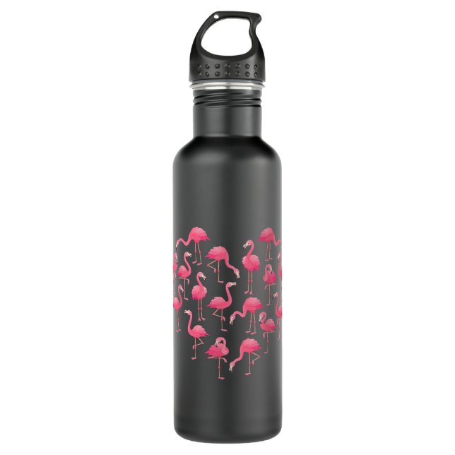 Bouteille D'eau Flamant rose Rose Coeur Amour Pour Femmes Filles E (Devant)