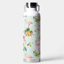 Flamant Rose Tropical et Motif Floral