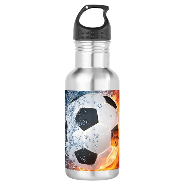 Bouteille D'eau Flamme Football/Balle de Football Jeu d'oreiller (Devant)