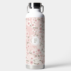 Bouteille D'eau Fleur de cerisier Abricot Monogramme floral vint