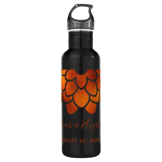 Bouteille D'eau Fleur de cuivre dramatique sur Mariage noir (Devant)