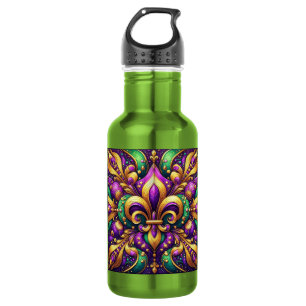 Bouteille D'eau fleur de lis mardi gras