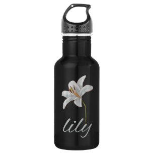 Bouteille D'eau fleur de lys blanche vintage rétro floral