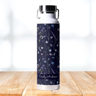 Bouteille D'eau Fleur de Monogramme Bleu Violet Joliment Sauvage F