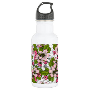 Bouteille D'eau Fleur de pomme sur blanc