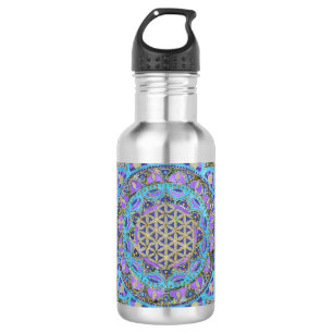 Bouteille D'eau Fleur de Vie - Mandala Style Inde 2