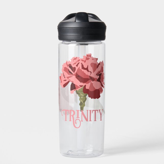 Bouteille D'eau Fleur d'oeillet rose personnalisée (Extérieur)