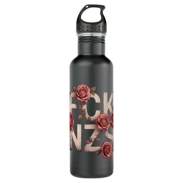 Bouteille D'eau Fleur FCK NZS Contre Droite Non Nazis Lgbtq+ (Devant)