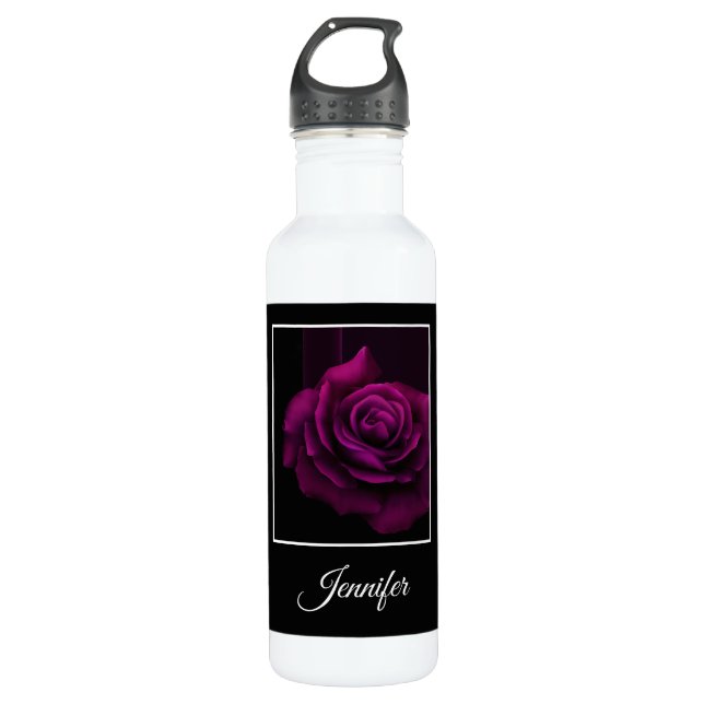 Bouteille D'eau Fleur gothique de rose violet-rouge (Devant)