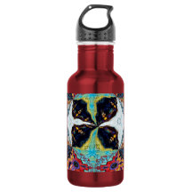 Bouteille d'eau Fleur Noire Abstraite