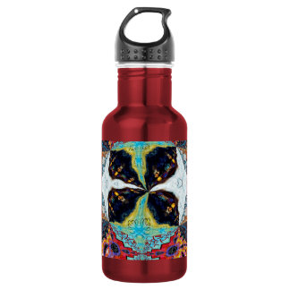 Bouteille d'eau Fleur Noire Abstraite