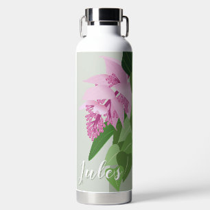 Bouteille D'eau Fleur rose de Medinilla tropicale sur nom vert