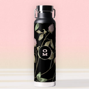 Bouteille D'eau Fleur sauvage moderne Monogramme Rose Vert Grand C