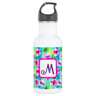 Bouteille D'eau Fleurs d'aquarelle monogrammes