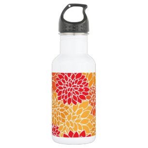 Bouteille D'eau Fleurs de dahlia, motif de fleurs, dahlia orange