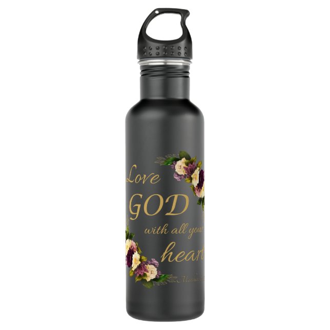 Bouteille D'eau Fleurs de foi des femmes : Aimer DIEU avec tout to (Devant)