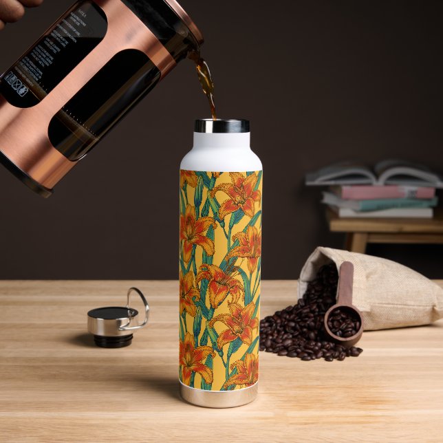 Bouteille D'eau Fleurs de jour tawny, bleu et jaune (Gym)
