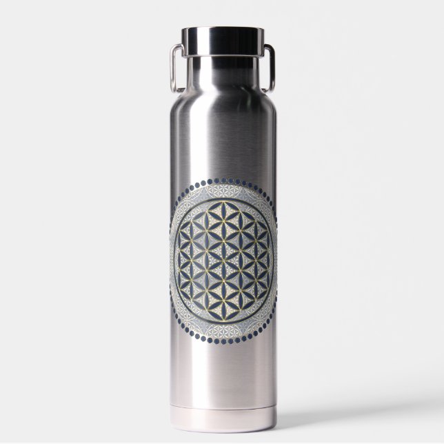 Bouteille D'eau FLEURS DE VIE - Symbole de géométrie sacrée Art 1 (Avant)