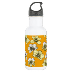 Bouteille D'eau Fleurs d'orchidées jaune et blanc