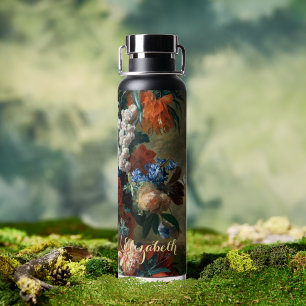 Bouteille D'eau Fleurs Faux Or Monogramme Vintage Floral Art