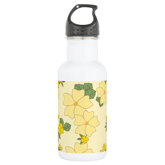 Bouteille D'eau Fleurs jaunes, motif floral, motif de fleurs (Devant)
