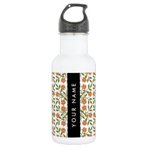 Bouteille D'eau Fleurs orange, motif floral, Boho, votre nom