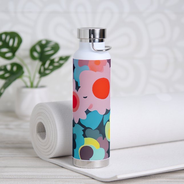 Bouteille D'eau Fleurs rétro mod  (Yoga)
