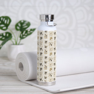 Bouteille D'eau Fleurs sauvages séchées et pressées vintage botani