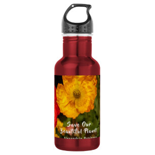 Bouteille D'eau Fleurs Sauvons Notre Planète Fleurs Nature Personn