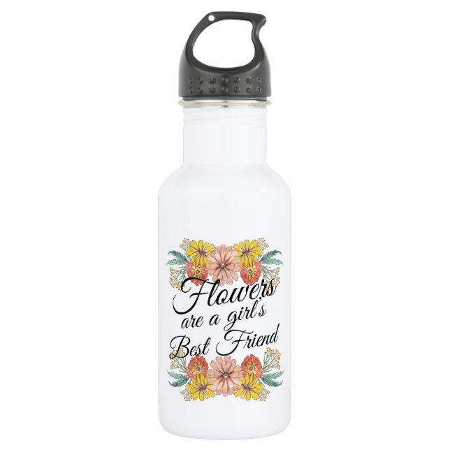 Bouteille D'eau Fleurs sont une fille meilleur ami - Zinnia Art (Devant)