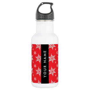 Bouteille D'eau Flocons de neige blancs, Rouge, Votre nom, Personn