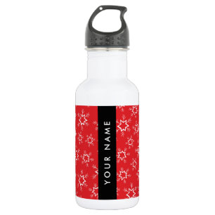 Bouteille D'eau Flocons de neige rouges et blancs, Votre nom, Pers