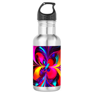 Bouteille D'eau Floral moderne Art Abstrait Rouge Bleu Motif #07