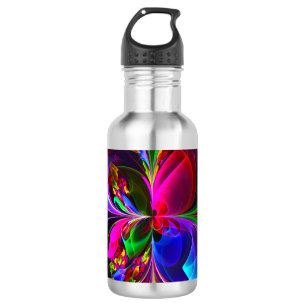 Bouteille D'eau Floral moderne Art Abstrait Rouge Bleu Motif #12
