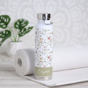 Bouteille D'eau Floral Personnalisé Nom Fleur sauvage