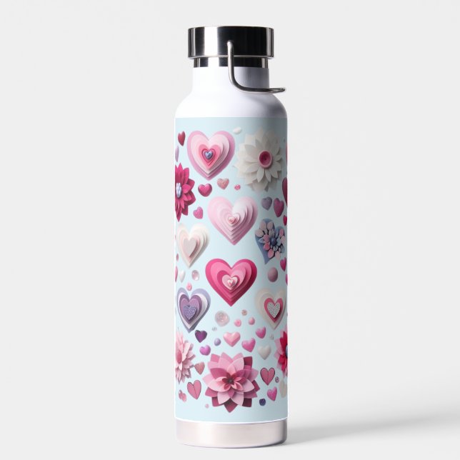 Bouteille D'eau Floral Saint Valentin coeur bleu Mug (Gauche)