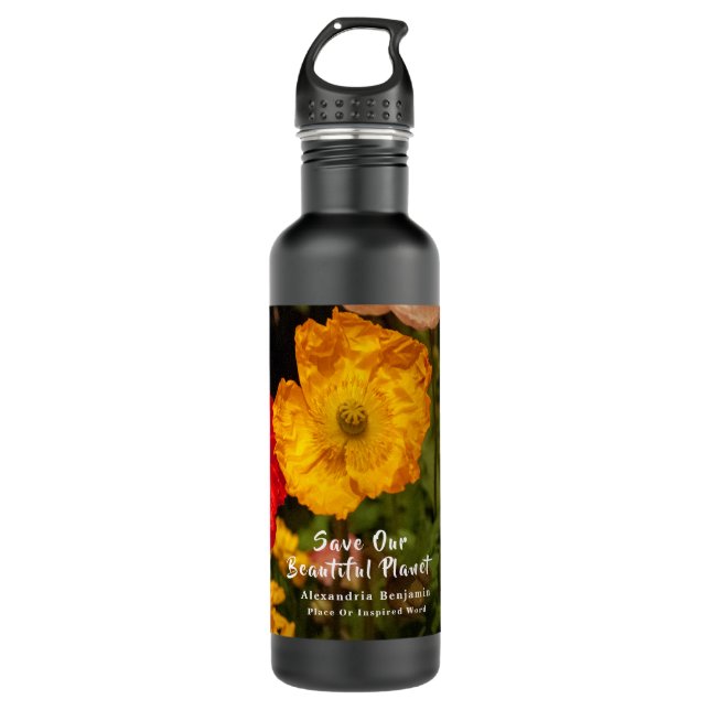 Bouteille D'eau Floral Sauver Notre Planète Fleurs Nature Personna (Devant)