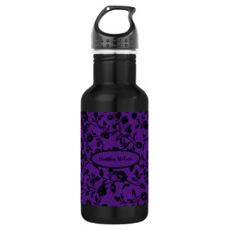 Bouteille d'eau florale gothique violet noir avec 