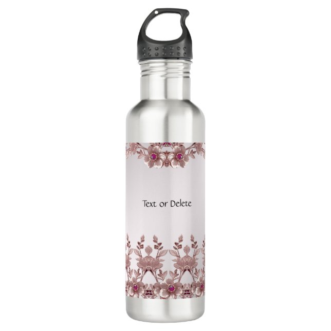 Bouteille d'eau florale rose (Devant)