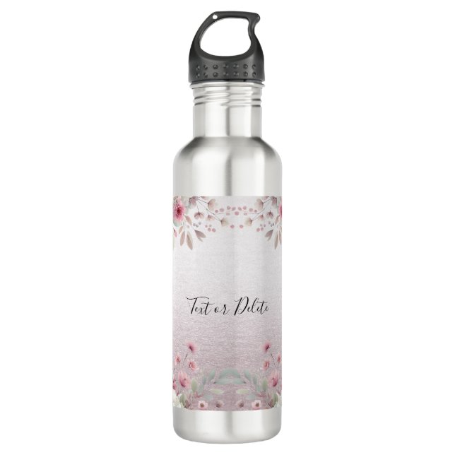 Bouteille d'eau florale rose moderne (Devant)