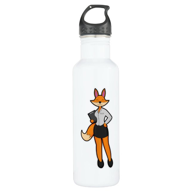 Bouteille D'eau Fox comme secrétaire avec Bloc-notes (Devant)