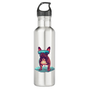 Bouteille D'eau French Bulldog SciFi avec lunettes de soleil Cool