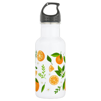 Bouteille D'eau Fresh oranges with flowers and leaves