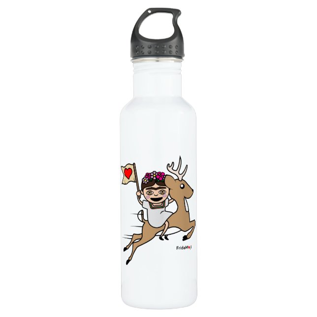 Bouteille D'eau Frida Kahlo | FridaMoji - Reindeer (Devant)