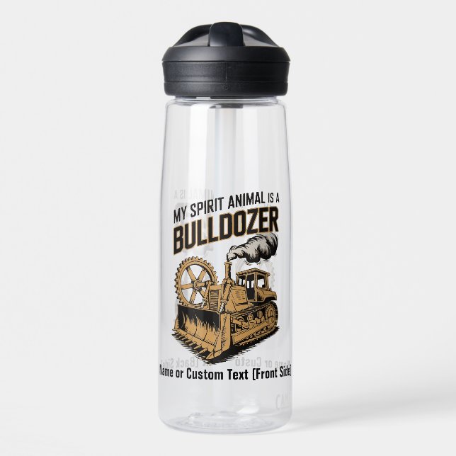 Bouteille D'eau Funny Bulldozer Minimalist Retro Spirit Animal  (Avant)