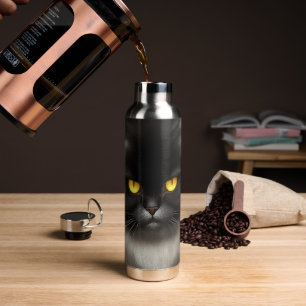 Bouteille D'eau Funny Fluffeux noir Perse noir chaton visage